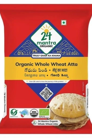 24 Mantra Organic Premium Whole Wheat Atta, 5 Kgs 2 packet