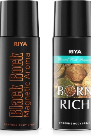 riya-black-rock-born-rich-deodorant-spray-perfume-for-unisex-150-pack-of-2-