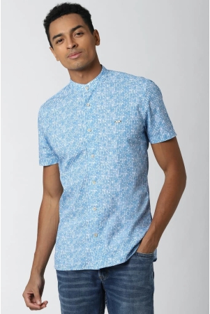 men-blue-super-slim-fit-print-half-sleeves-casual-shirt