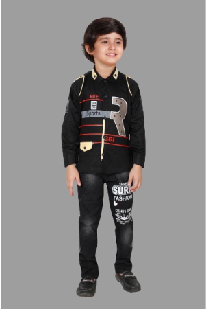 dkgf-fashion-black-cotton-blend-boys-shirt-jeans-pack-of-1-none