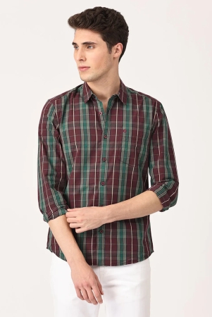 crosscreek-men-maroon-slim-fit-checked-cotton-casual-shirt-m