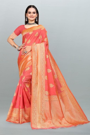 om-shantam-sarees-pink-banarasi-silk-saree-with-blouse-piece-pack-of-1-pink