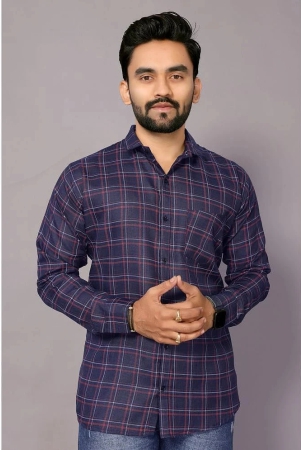 anand-cotton-blend-regular-fit-checks-full-sleeves-mens-casual-shirt-blue-pack-of-1-none