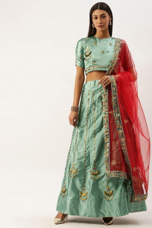 om-shantam-sarees-greenpink-silk-blends-chaniya-choli-semi-stitched-lehenga-single-free-size