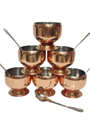 dynore-6-ice-cream-cup-and-6-spoon-stainless-steel-dessert-bowl-120-ml-set-of-12-copper