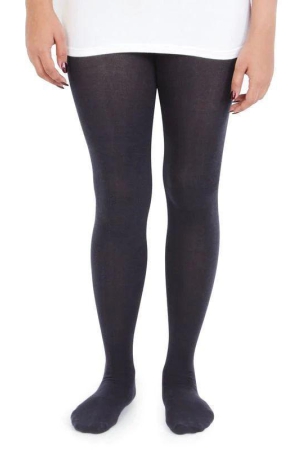 Plain Knitted Tights For Girls - Black Black 6-8 Years