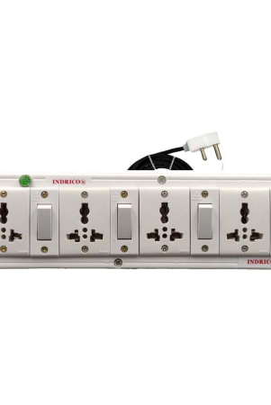 INDRICO? 3060 E-Book 4 + 4 Power Strip Extension Boards with Individual Switch, Indicator, & 4 International sockets White (Pack of 1) Polycarbonate White