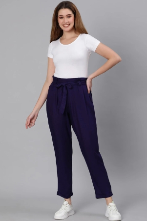 oxolloxo-women-navy-blue-easy-wash-pleated-trousers