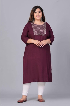 preksha-rayon-embroidered-straight-womens-kurti-wine-pack-of-1-none