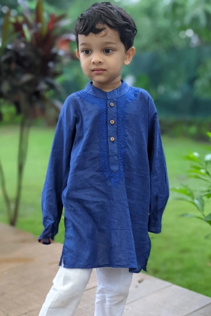 embroidered-malmal-kurta-royal-blue-newborn-to-adult-4-5y