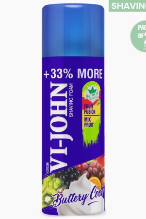 VI-JOHN Fruit Fusion Shaving Foam With Fruit Extract & Tea Tree Oil - 400 GM (Pack Of 2 - 800 GM)