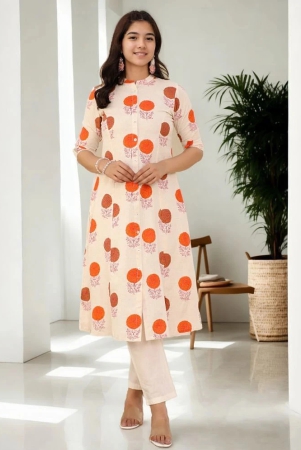 amiras-indian-ethnicwear-cotton-flex-printed-straight-womens-kurti-orange-pack-of-1-none