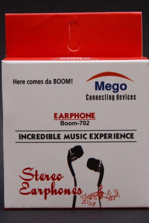 MEGO MEGO BOOM 702 In Ear Wired Earphone Hours Playback 3.5 mm IPX6(Water Resistant) Noise Isolation -Bluetooth Black
