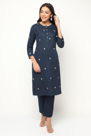 indigo-embroidered-kurta-set