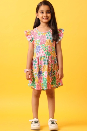 FLOWERS PRINT FRILL DRESS-PINK-10-12 YEARS / 1N / PINK