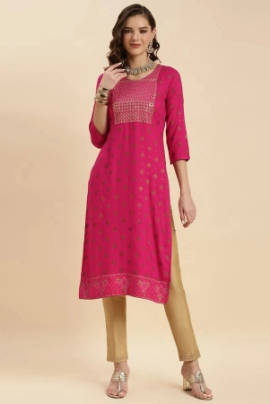 rangita-women-pink-rayon-embroidered-calf-length-straight-kurti-none