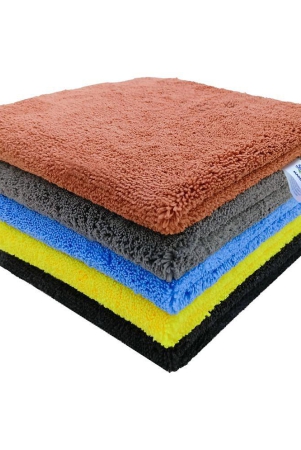 softspun-microfiber-high-loop-cleaning-cloths-40x40-cms-5-pcs-towel-set-380-gsm-multi-color-thick-lint-streak-free-multipurpose-cloths