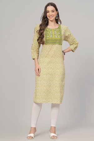 highlight-fashion-export-cotton-printed-straight-womens-kurti-yellow-pack-of-1-none