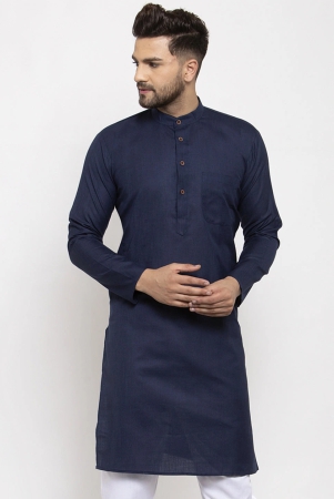 men-navy-blue-white-solid-kurta-only-xxl-blue