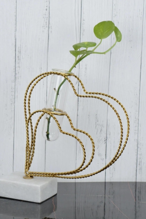Gleaming Gold Heart Bud Vase Planter