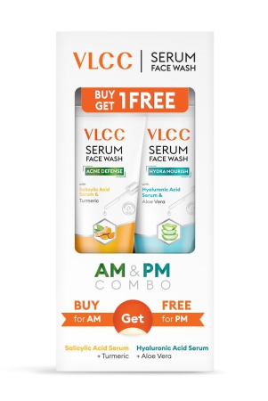 vlcc-salicylic-acid-turmeric-serum-facewash-150-ml-to-reduce-acne-for-am-with-free-hyaluronic-acid-aloe-vera-serum-facewash-150-ml-to-strengthen-skin-barrier-for-pm-b1g1