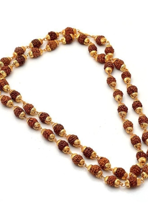 rudraksha-mala-chain-punch-mukhi-50-beads-fine-gold-plated-religious-healthcare-mala-brown