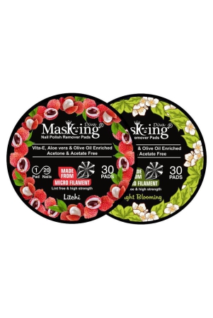 Masking Diva Litchi & Night Blooming Nail Paint Remover Pads 90 mL Pack of 2
