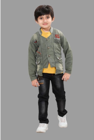 dkgf-fashion-green-cotton-blend-boys-shirt-pants-pack-of-1-none