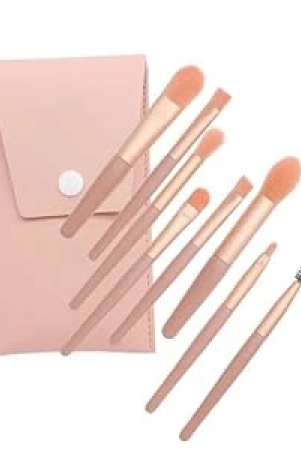 KATHIYAWADI 8PCS Cosmetics Makeup Brush Set With Pouch, Mini Make Up Brushes for Foundation, Powder, Blush Eyeshadow, Eyelash and Concealer