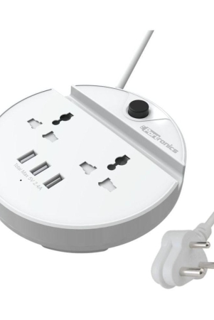 portronics-power-bun-a-surge-protector-with-2-ac-outlets-and-3-usb-charging-ports-plus-a-phone-docking-station-15-meter-power-cord-led-indicator-white