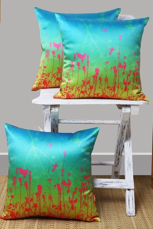 Set of 3 pcs Teal & Fuschia Floral Printed cushion cover 16