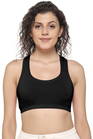 sona-women-everyday-full-coverage-non-padded-stylish-racer-back-high-impact-colorful-sports-bra-xs-black-cotton