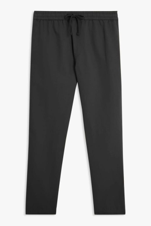 Mens Black Solid Chinos Trousers