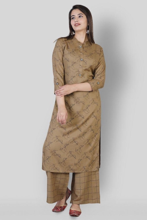 JC4U - Brown Straight Rayon Women's Stitched Salwar Suit ( Pack of 1 ) - XXL