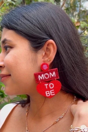 mom-to-be-red-beaded-earrings