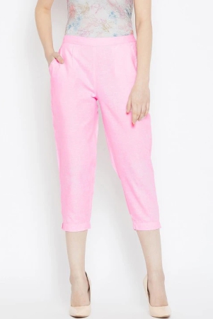 Women Pink Relaxed Pleated Cigerette Trousers