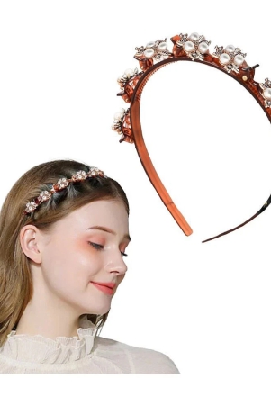 lykaa-stylish-braided-double-layer-twist-plait-plastic-headband-with-elegant-flower-for-girls-1pcs-brown