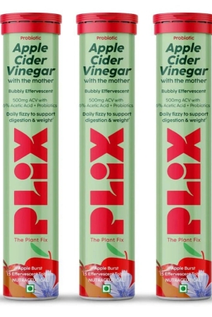 plix-probiotic-apple-cider-vinegar-effervescent-tablets-for-gut-health-metabolism-3-x-15-tablets