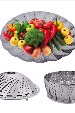 nilkant-enterprisestainless-steel-steamer-retractable-metallic-stainless-steel-steamer-basket-for-vegetableinsert-for-pots-pans-foldable-multipurpose-fruit-bowl-steamer