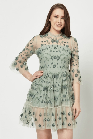 Green Floral Embroidered Dress