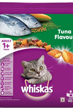 Whiskas + 1 Year Tuna Dry Adult Cat Food, 480 Gm