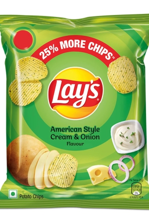 Lay's Potato Chips - American Style Cream And Onion Flavour, 28G, Transparent