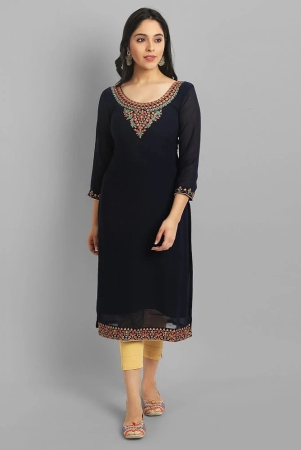 jash-creation-black-georgette-womens-straight-kurti-pack-of-1-none