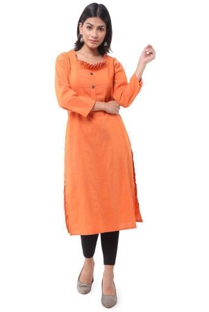 DESHBANDHU DBK - Orange Cotton Womens Straight Kurti - None