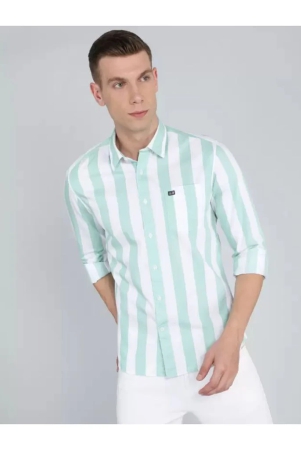 Men Slim Fit Striped Spread Collar Casual Shirt