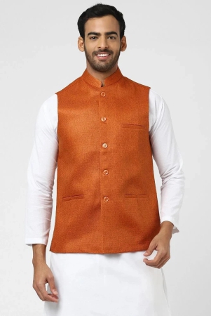 deshbandhu-dbk-orange-jute-nehru-jacket-single-pack-none