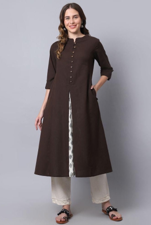 pistaa-brown-cotton-womens-a-line-kurti-pack-of-1-none