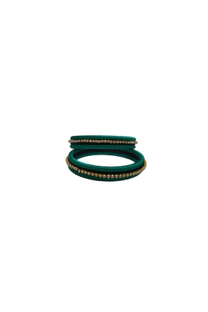 green-silk-thread-bangle-set-with-rhinestone-and-black-beads