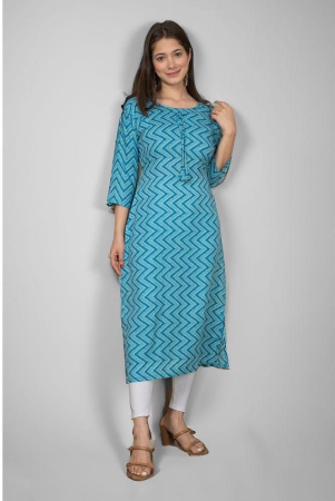 Estela - Turquoise Cotton Women''s Straight Kurti ( Pack of 1 ) - None