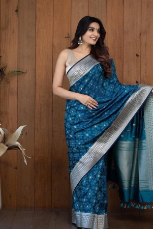 j-j-enterprises-womens-kanjivaram-soft-lichi-silk-saree-with-blouse-piece-blue-silver-blue